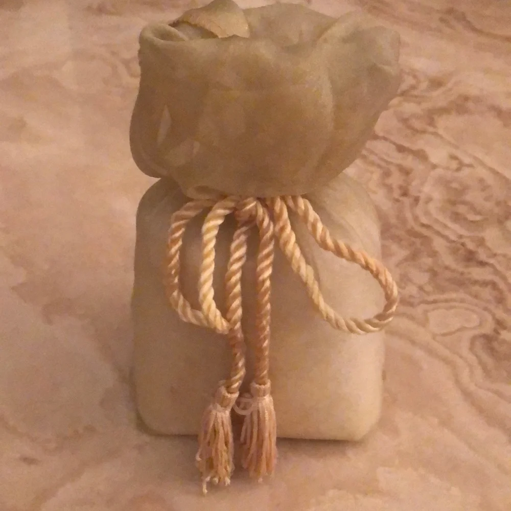 GOLDEN BAG WITH BATH SALTS • TASSEL TIE • UNOPENED